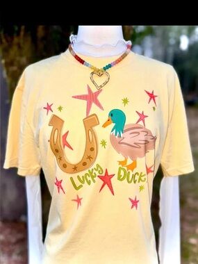Lucky Duck Graphic Comfort Colors Butter Tshirt Small-XL